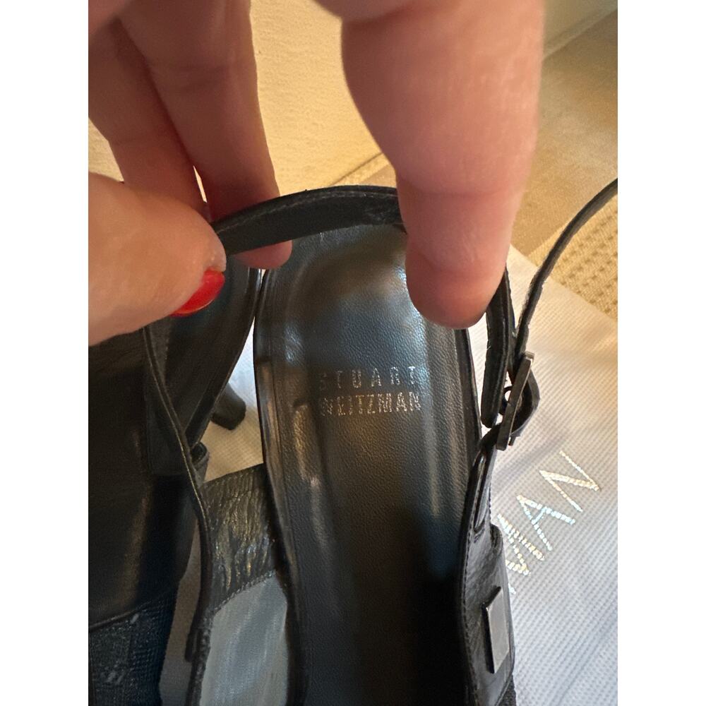 Stuart Weitzman Janet Black Mesh Y2k Slingback He… - image 5